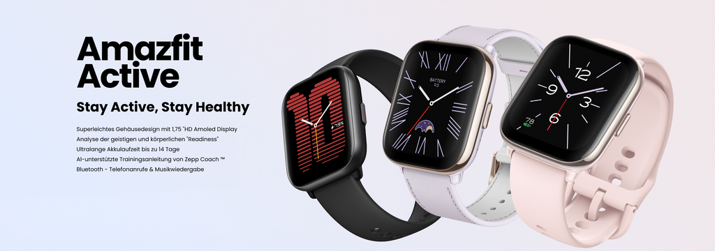 Eleganz kombiniert mit neusten Features Amazfit Active jetzt erhaltl